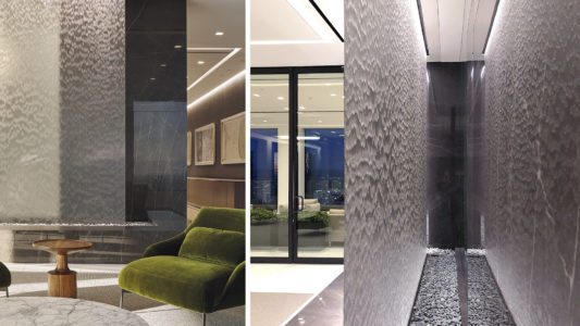 Frameless Water Veil for Downtown Los Angeles Office Lobby