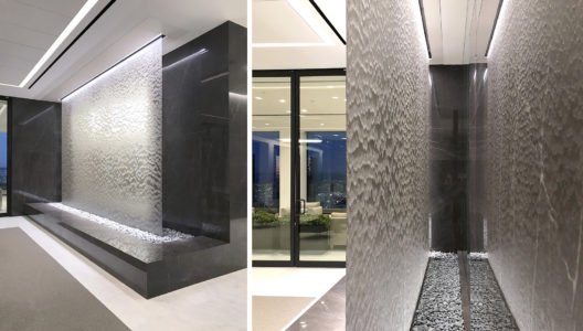 Frameless Water Veil for Downtown Los Angeles Office Lobby